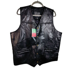 M596) Maxam Brand Black  Men's Genuine Leather Top Grain Lambskin Vest Size XL